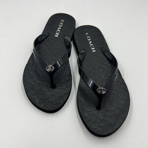 Coach Abbigail Black Women's Flip Flop Beach Summer Casual Sandals Size 8